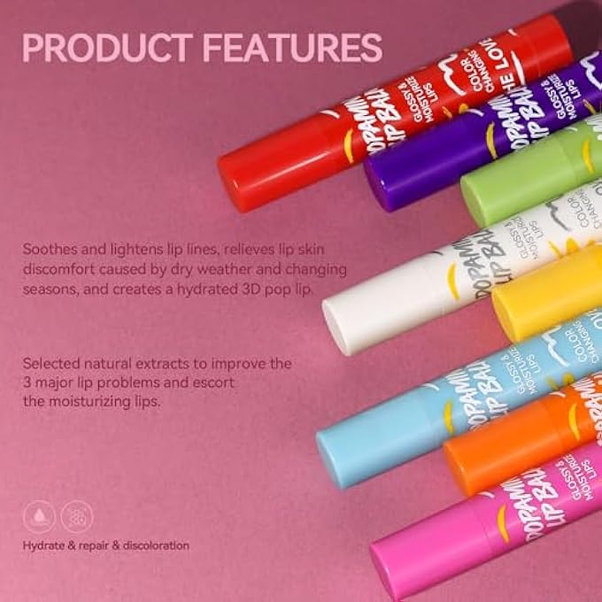 LBOYLOVE 8PCS TINTED LIP BALM 8 COLORED LIP BALM SET, NATURAL PLUMPING L-IP B-ALM PACK, GIRLS PH LIPS BALMS BULK, SMALL GIFTS LIPSTICK SETS FOR WOMEN, HYDRATING L-IP TINT B-ALM - Image 3